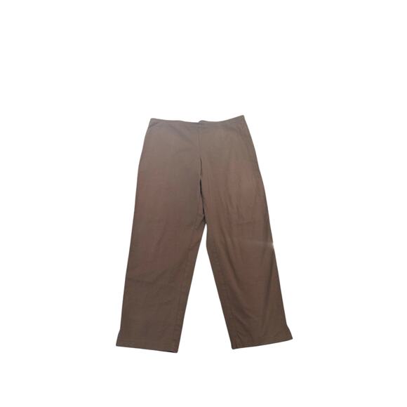 Eileen Fisher Brown Comfortable Organic Cotton Pull Up Slim Ankle Pant Large - Picture 1 of 7